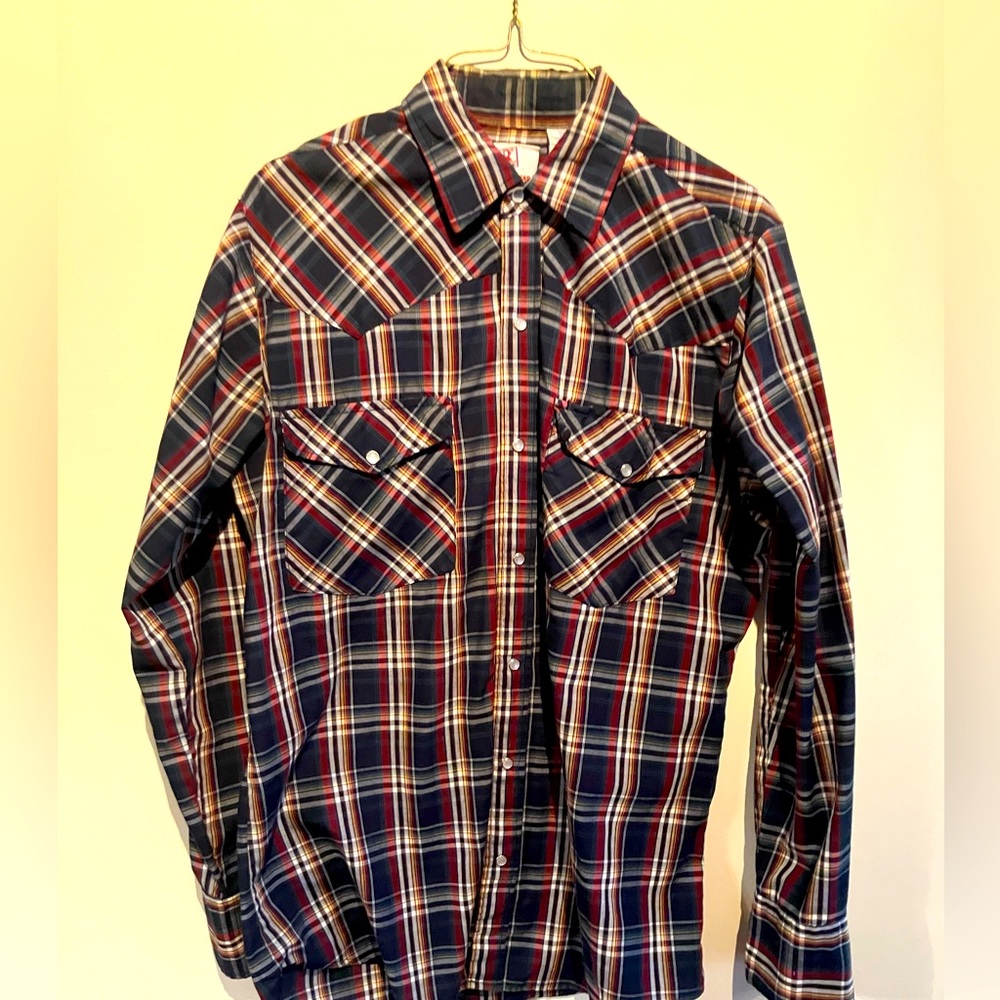 Mens SZ M Real Work Wear Western Shirt SZ M Pearl Snaps